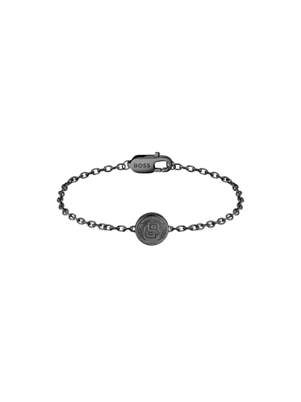 Hugo Boss Bracciale in acciaio nero con doppia B 1580764M unisex