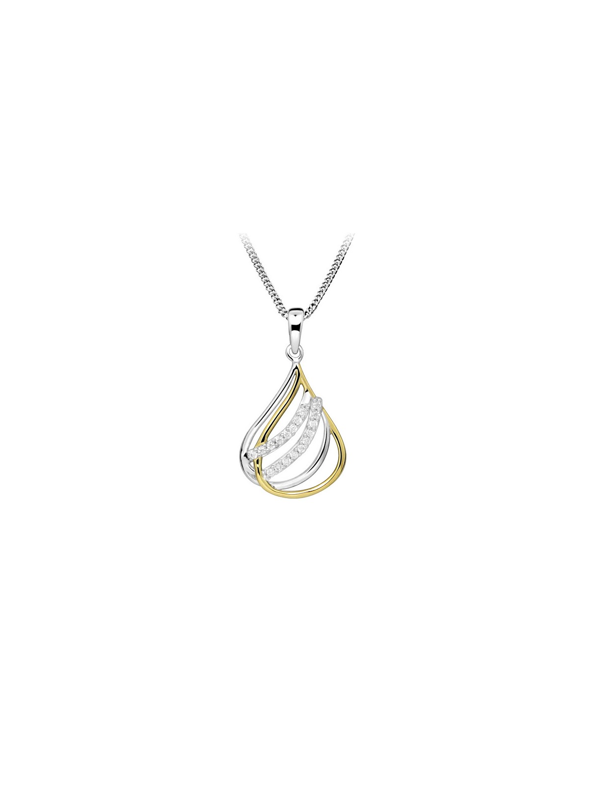 Silver Cat Collana in argento con zirconi bicolore SC609 catena, pendente donna