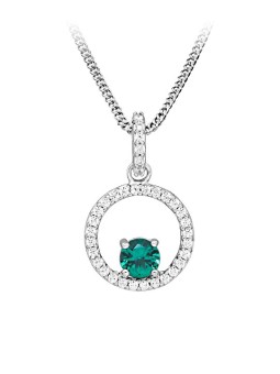 Silver Cat Collana in argento con zirconi e smeraldo sintetico SC632 catena, pendente donna