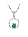 Silver Cat Collana in argento con zirconi e smeraldo sintetico SC632 catena, pendente donna