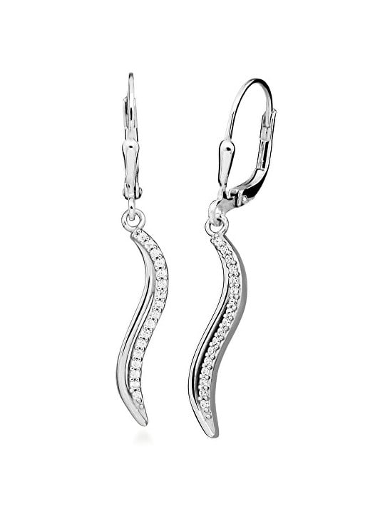 Silver Cat Orecchini pendenti in argento con zirconi trasparenti Beauty SC597 donna