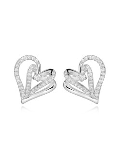 Silver Cat Orecchini a forma di cuore con zirconi cubici Love & Infinity SC604 donna