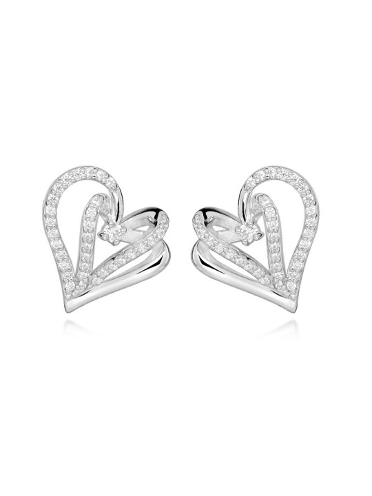 Silver Cat Orecchini a forma di cuore con zirconi cubici Love & Infinity SC604 donna