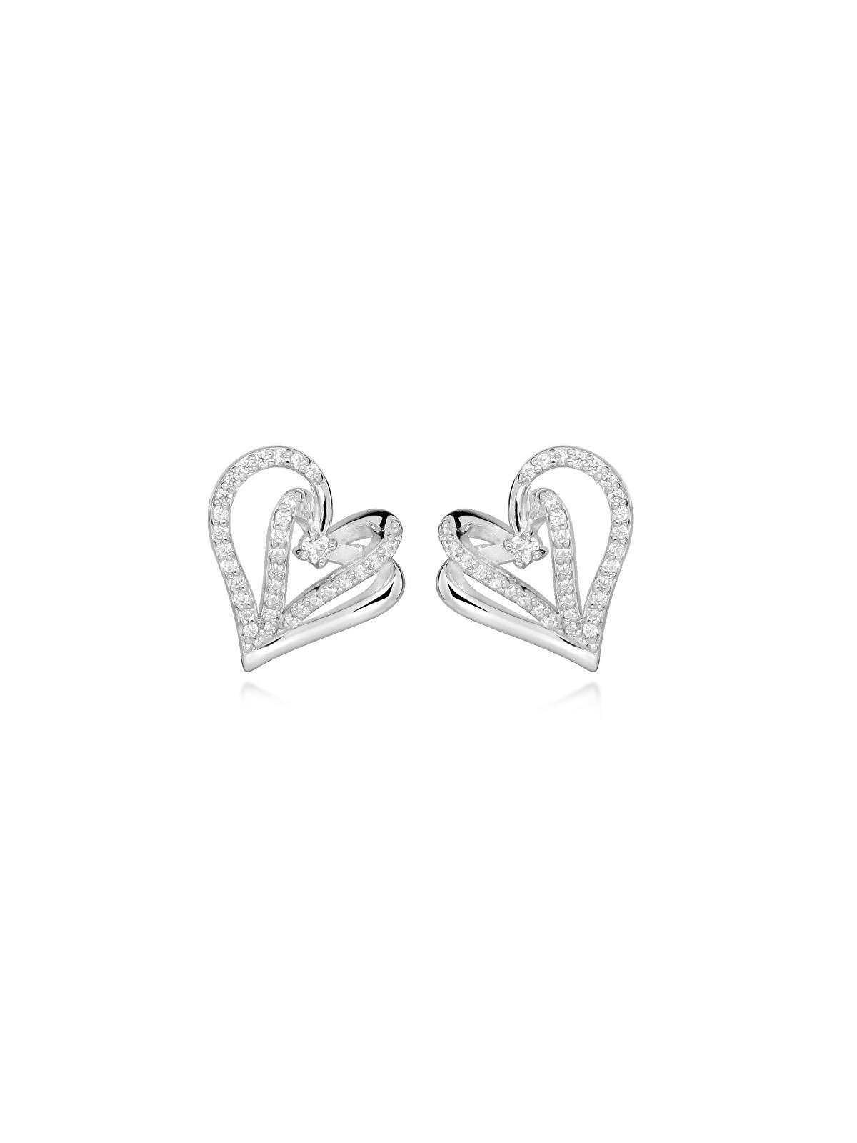 Silver Cat Orecchini a forma di cuore con zirconi cubici Love & Infinity SC604 donna