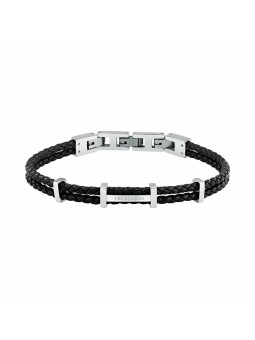 Trussardi Bracciale da uomo in pelle nera intrecciata T-Leather TJAXZ13 uomo