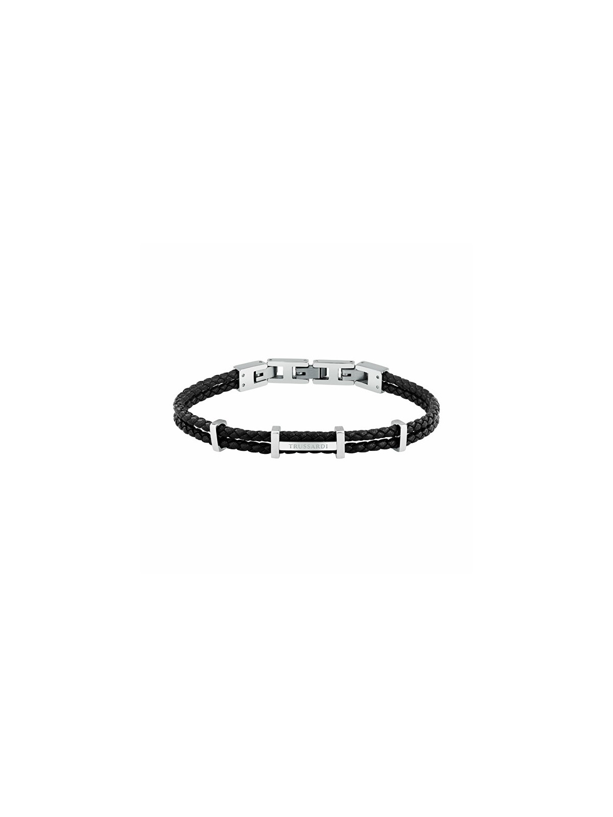 Trussardi Bracciale da uomo in pelle nera intrecciata T-Leather TJAXZ13 uomo