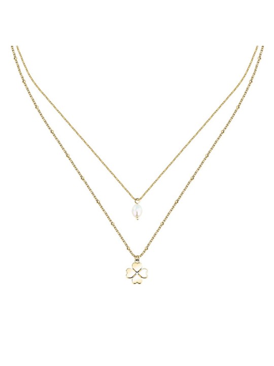 La Petite Story Collana da donna placcata in oro con quadrifoglio dell'amicizia LPS10ARR107 donna