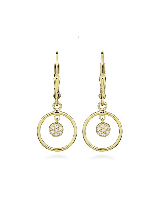 Silver Cat Orecchini pendenti alla moda placcati in oro con zirconi SC582 donna