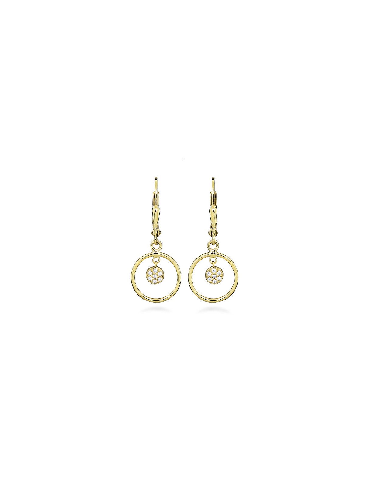 Silver Cat Orecchini pendenti alla moda placcati in oro con zirconi SC582 donna