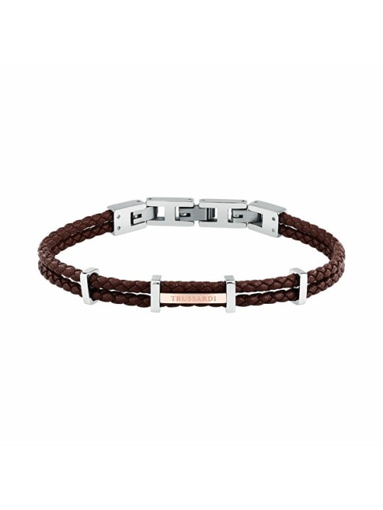 Trussardi Bracciale da uomo in pelle intrecciata marrone T-Leather TJAXZ12 uomo