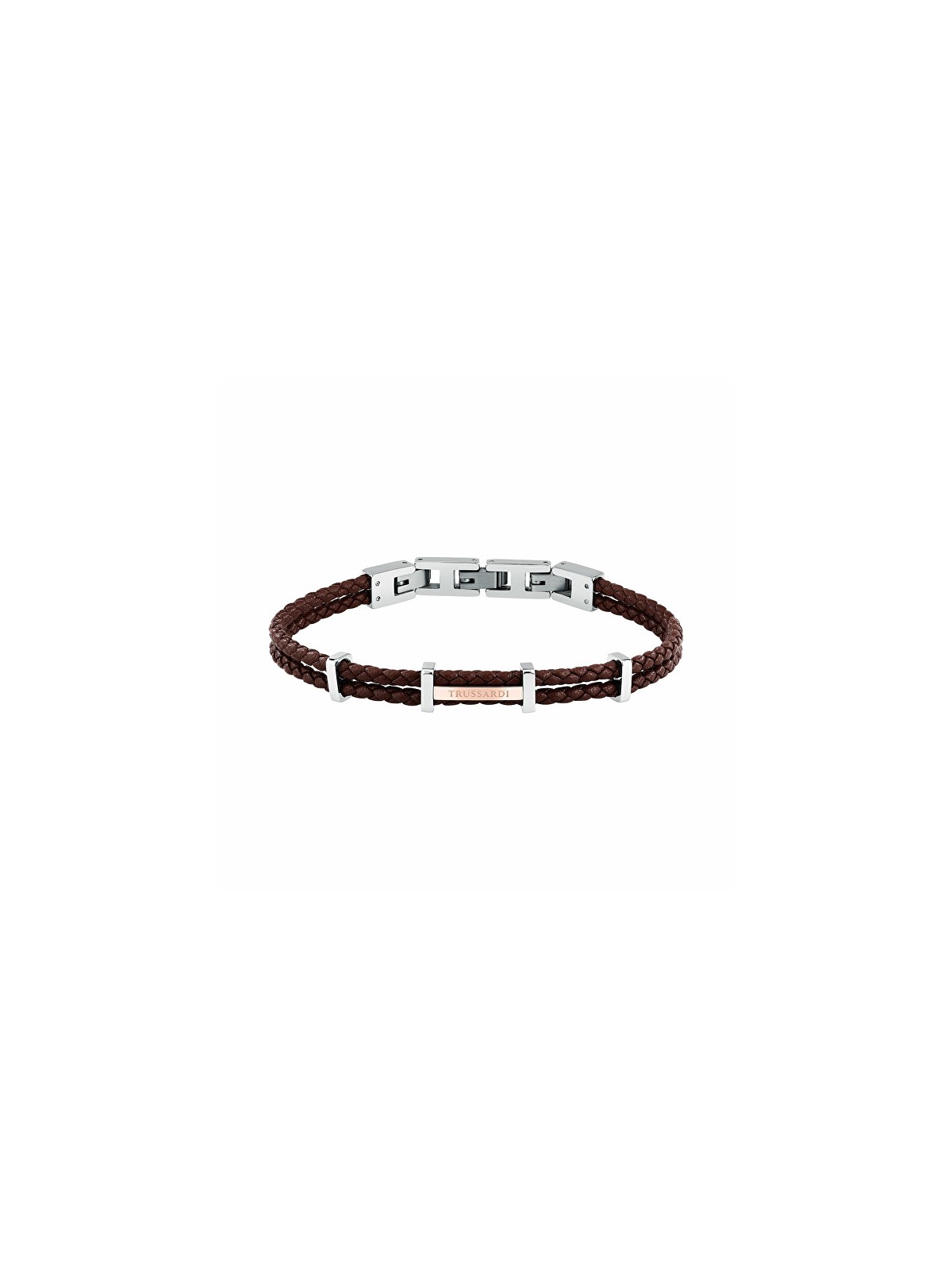 Trussardi Bracciale da uomo in pelle intrecciata marrone T-Leather TJAXZ12 uomo