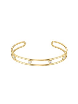 Rosefield Bracciale aperto in metallo massiccio con cristalli trasparenti JB4CG-J1174 donna