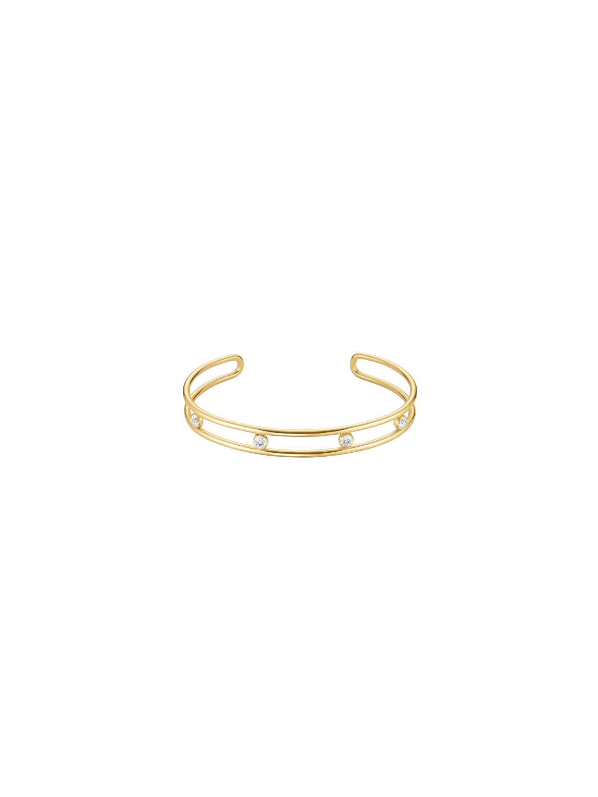Rosefield Bracciale aperto in metallo massiccio con cristalli trasparenti JB4CG-J1174 donna