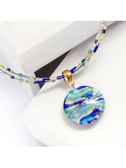 Lampglas Collana doppia Blue Capsule con oro 24 carati e perla Lampglas NP6 donna