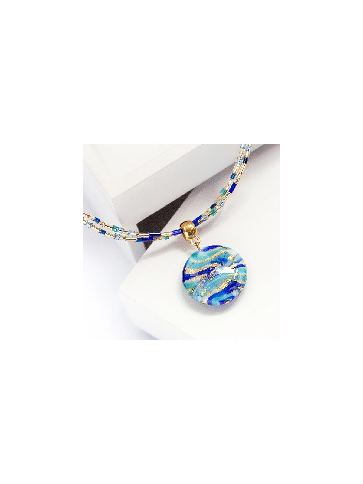 Lampglas Collana doppia Blue Capsule con oro 24 carati e perla Lampglas NP6 donna
