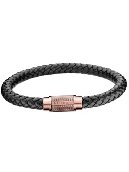 Tommy Hilfiger Bracciale alla moda in pelle nera Casual Core 2700999 uomo