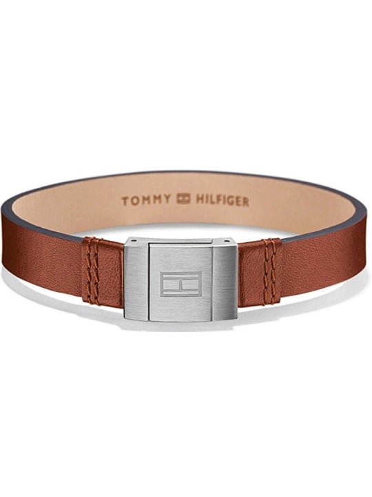 Tommy Hilfiger Elegante bracciale in pelle marrone 2700949 uomo