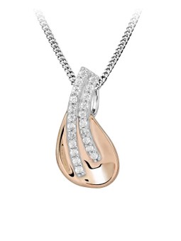 Silver Cat Elegante collana con zirconi bicolore SC606 catena, pendente donna