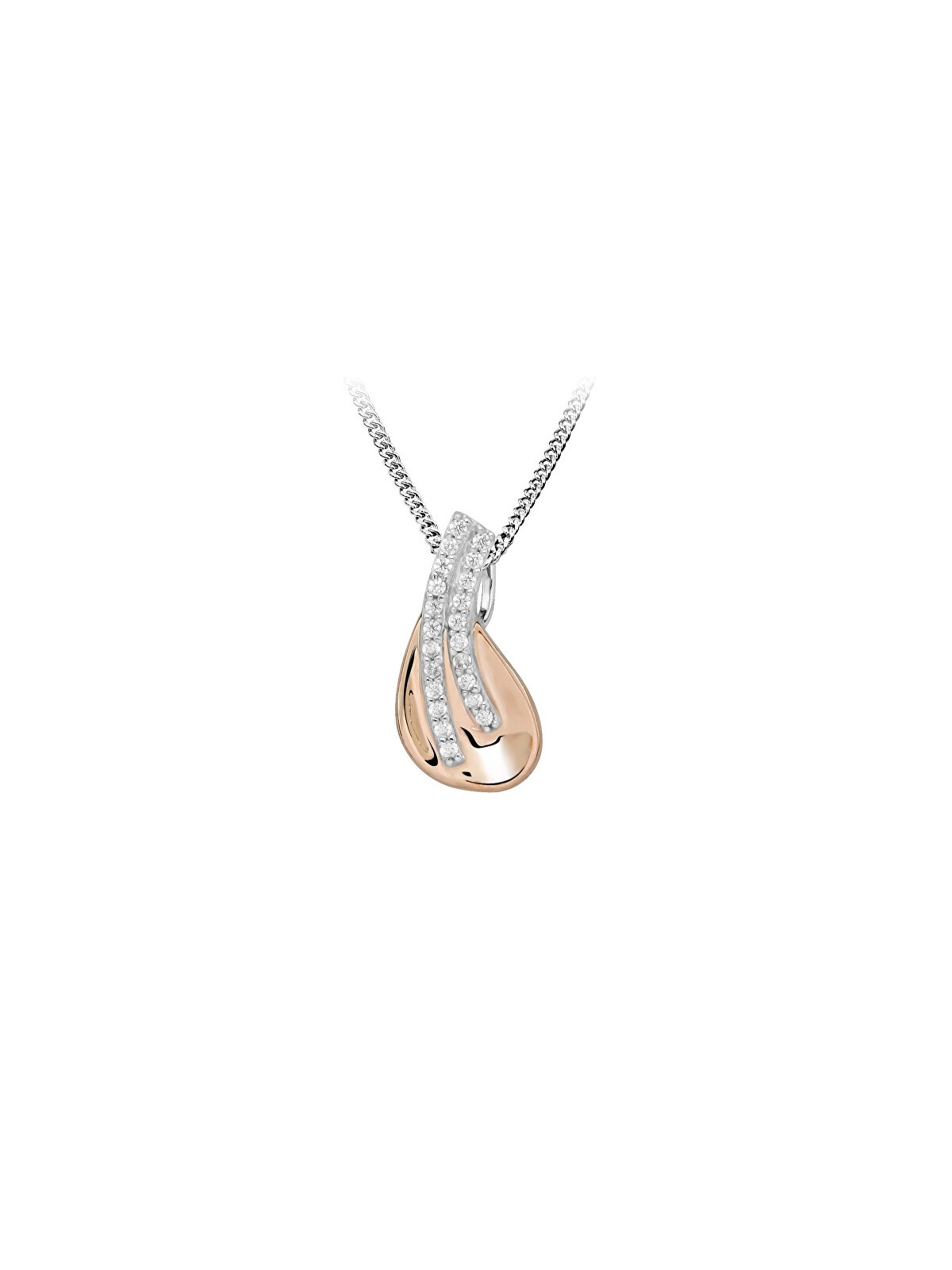 Silver Cat Elegante collana con zirconi bicolore SC606 catena, pendente donna