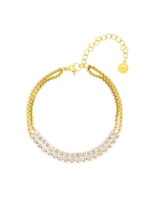Oliver Weber Bracciale Cryston Lumiere placcato oro doppio con zirconi cubici 32443G donna