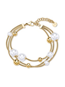 Brosway Bracciale triplo placcato oro con perle Perfetto BPC59 donna