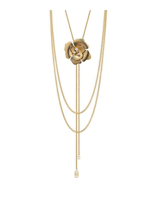 Liu Jo Collana lunga placcata in oro con fiore e perla LJ3078 donna