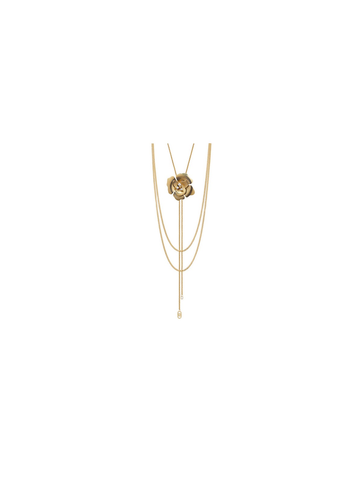 Liu Jo Collana lunga placcata in oro con fiore e perla LJ3078 donna