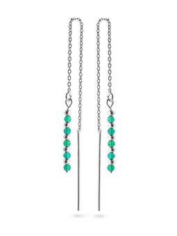 AGAIN Jewelry Orecchini a catena in argento con smeraldo AJKNS002 donna