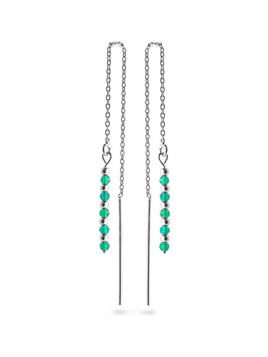 AGAIN Jewelry Orecchini a catena in argento con smeraldo AJKNS002 donna
