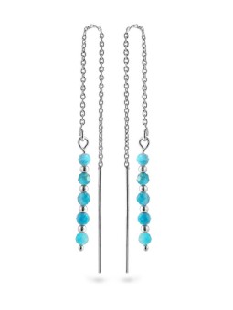 AGAIN Jewelry Orecchini a catena in argento con apatite AJKNS001 donna