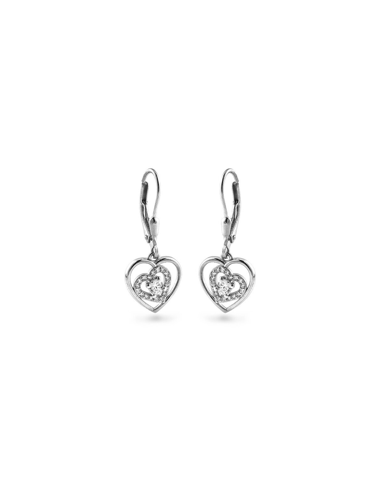 AGAIN Jewelry Orecchini pendenti a forma di cuore con zirconi cubici AJNS0067 donna