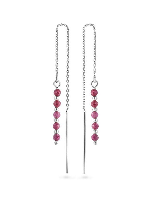 AGAIN Jewelry Orecchini a catena in argento con rubino AJKNS007 donna