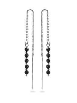 AGAIN Jewelry Orecchini a catena in argento con spinello nero AJKNS008 donna