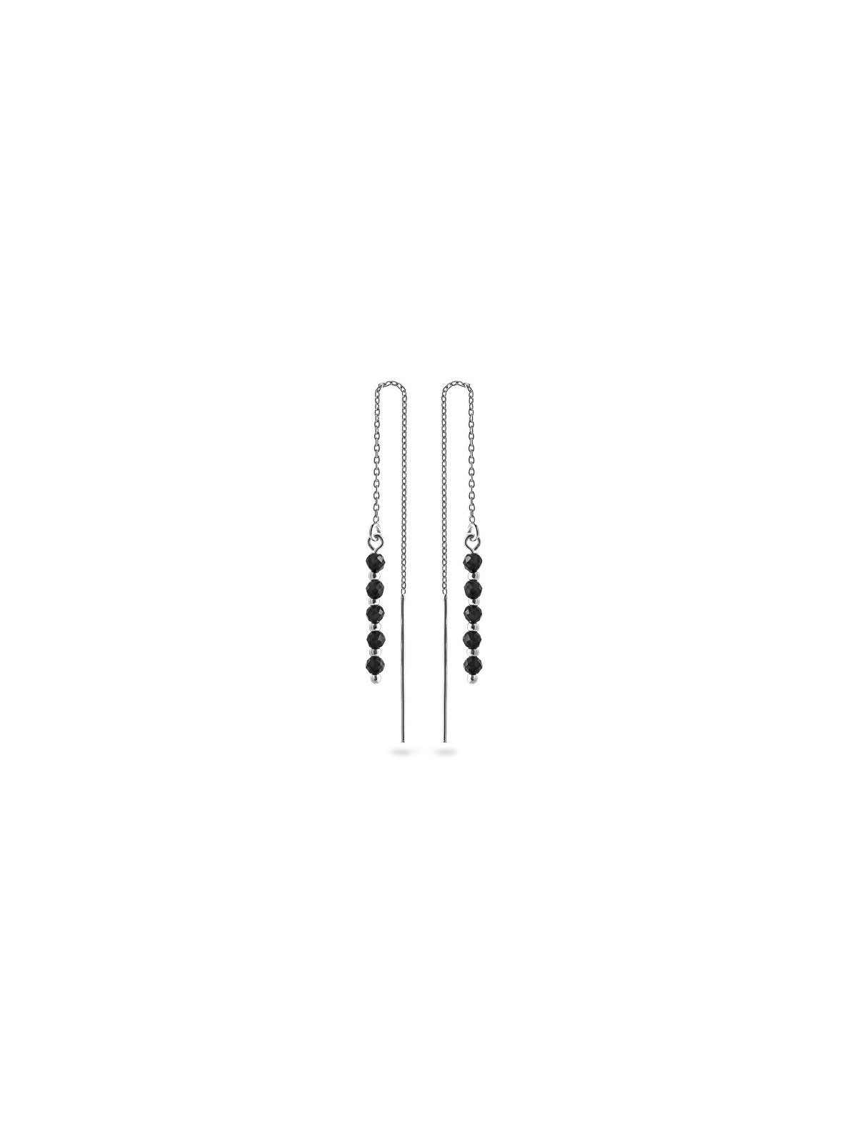AGAIN Jewelry Orecchini a catena in argento con spinello nero AJKNS008 donna
