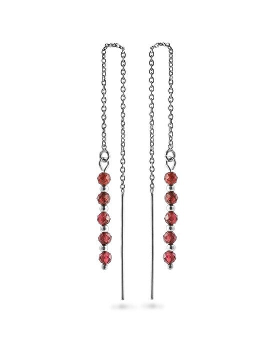 AGAIN Jewelry Orecchini a catena in argento con granato AJKNS005 donna