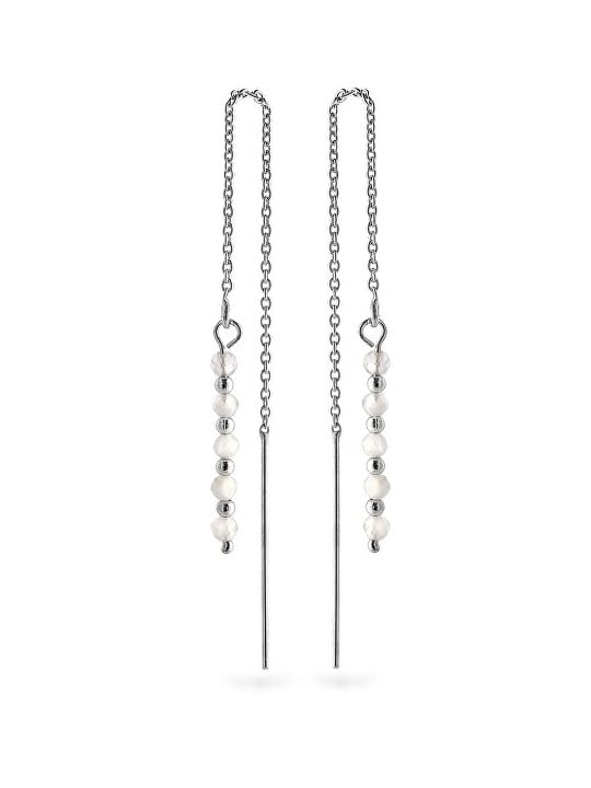AGAIN Jewelry Orecchini a catena in argento con pietra di luna AJKNS003 donna