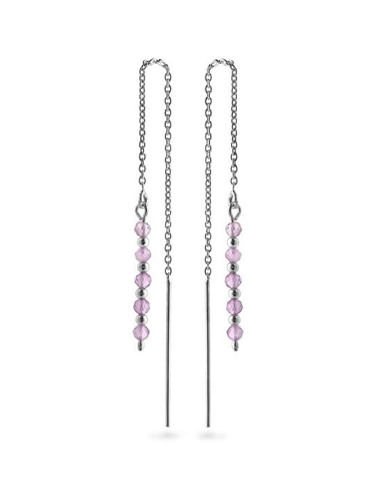 AGAIN Jewelry Orecchini a catena in argento con ametista AJKNS004 donna