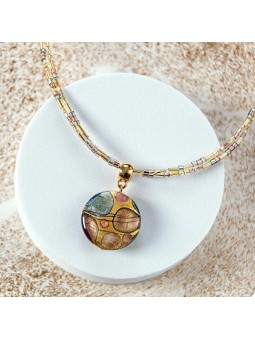 Lampglas Collana doppia Art Nouveau con oro 24 carati e perla in vetro di lampglas NP48 donna