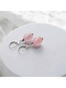 Lampglas Orecchini rosa nude tenue in argento sterling ENM5/AG/RHO donna