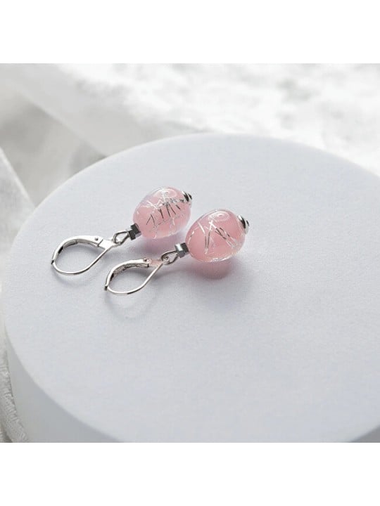 Lampglas Orecchini rosa nude tenue in argento sterling ENM5/AG/RHO donna