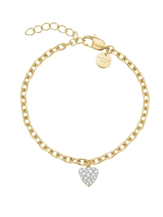 Rosefield Bracciale da donna placcato oro con cristalli Chunky Heart JBCHG-J1279 donna