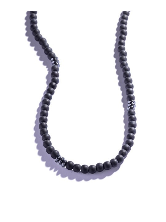 Marc Malone Collana da uomo con perline nere MCGN5078 uomo