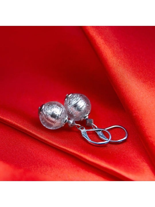 Lampglas Orecchini scintillanti in madreperla argentata con argento sterling e perle di vetro EBO5/CHI donna