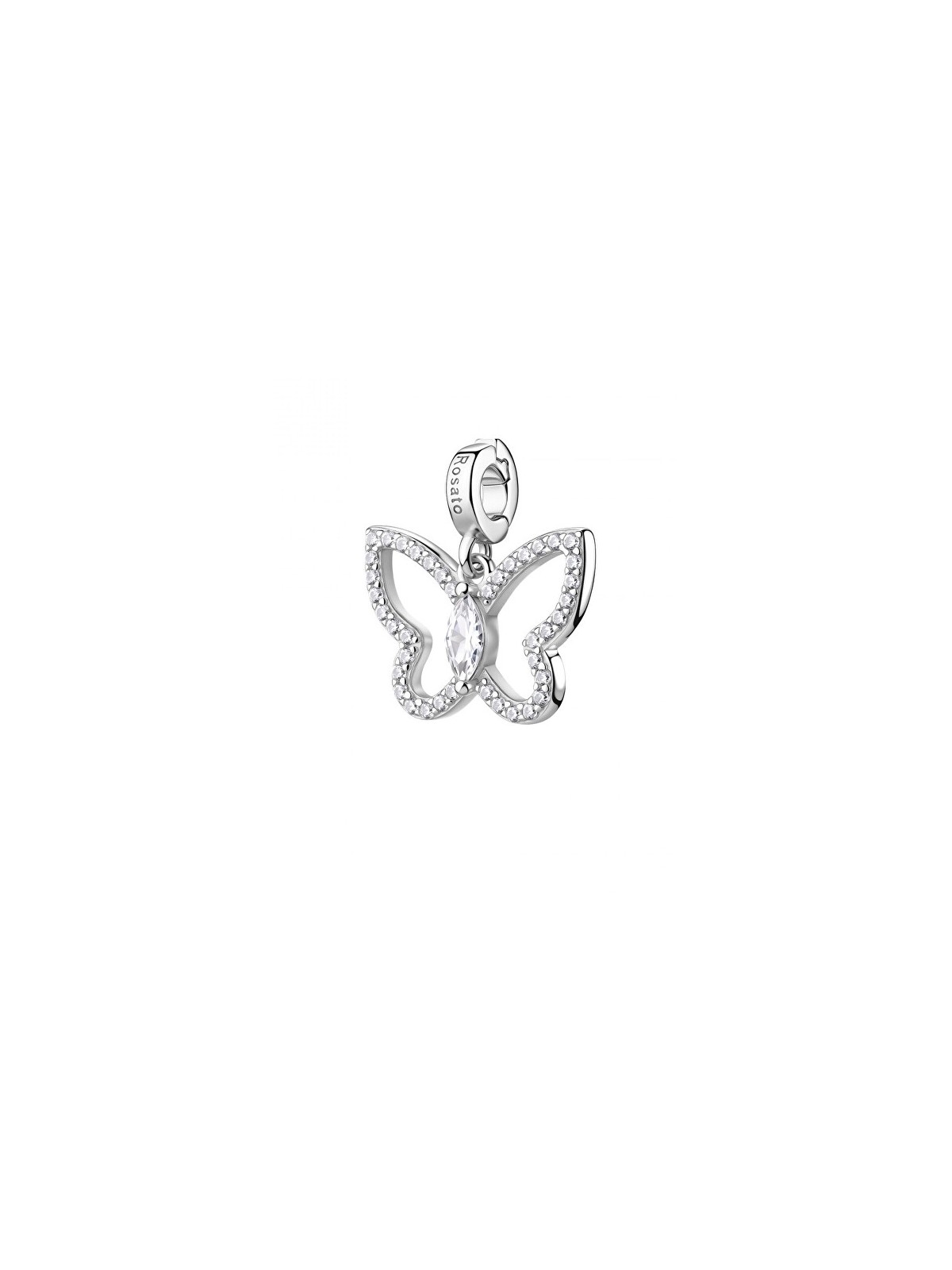 Rosato Ciondolo a forma di farfalla in argento con zirconi cubici, modello RZ264R donna