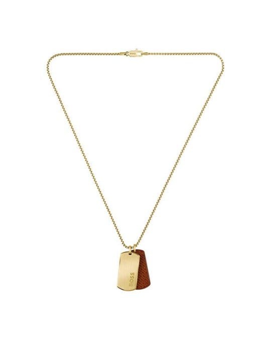 Hugo Boss Collana placcata oro con distintivi militari Devon 1580835 uomo