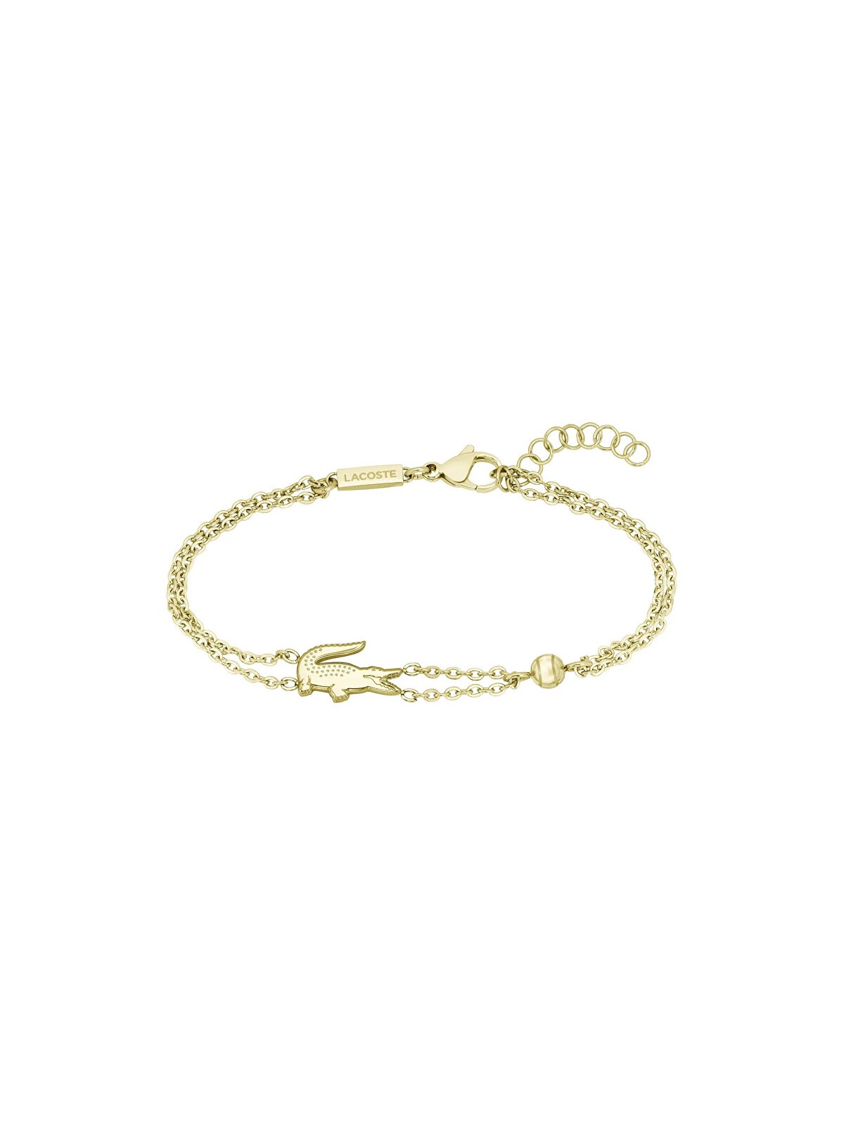 Lacoste Bracciale doppio in pelle di coccodrillo placcato oro 2040581 donna