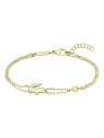 Lacoste Bracciale doppio in pelle di coccodrillo placcato oro 2040581 donna