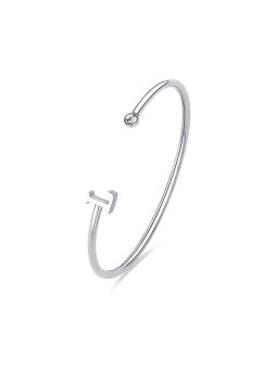 S'Agapõ Bracciale aperto a tinta unita con la lettera L Click SCK223 donna
