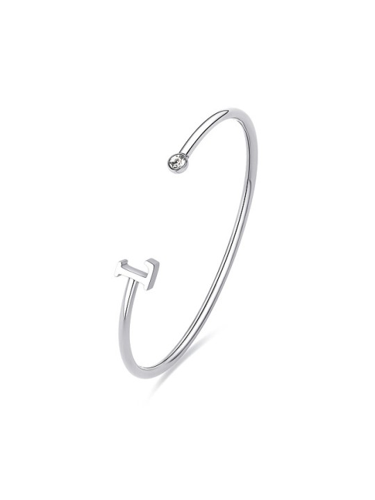 S'Agapõ Bracciale aperto a tinta unita con la lettera L Click SCK223 donna