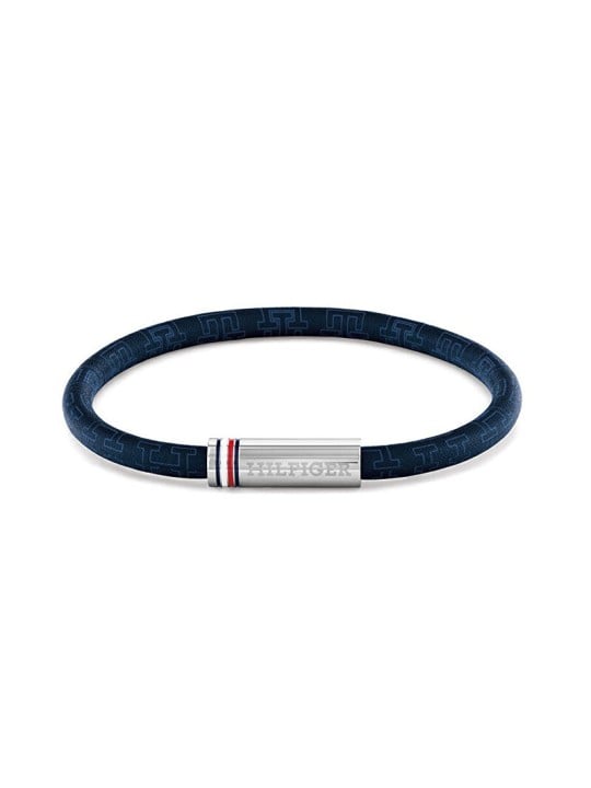 Tommy Hilfiger Bracciale da uomo blu in similpelle con cordino stampato 2790702 uomo